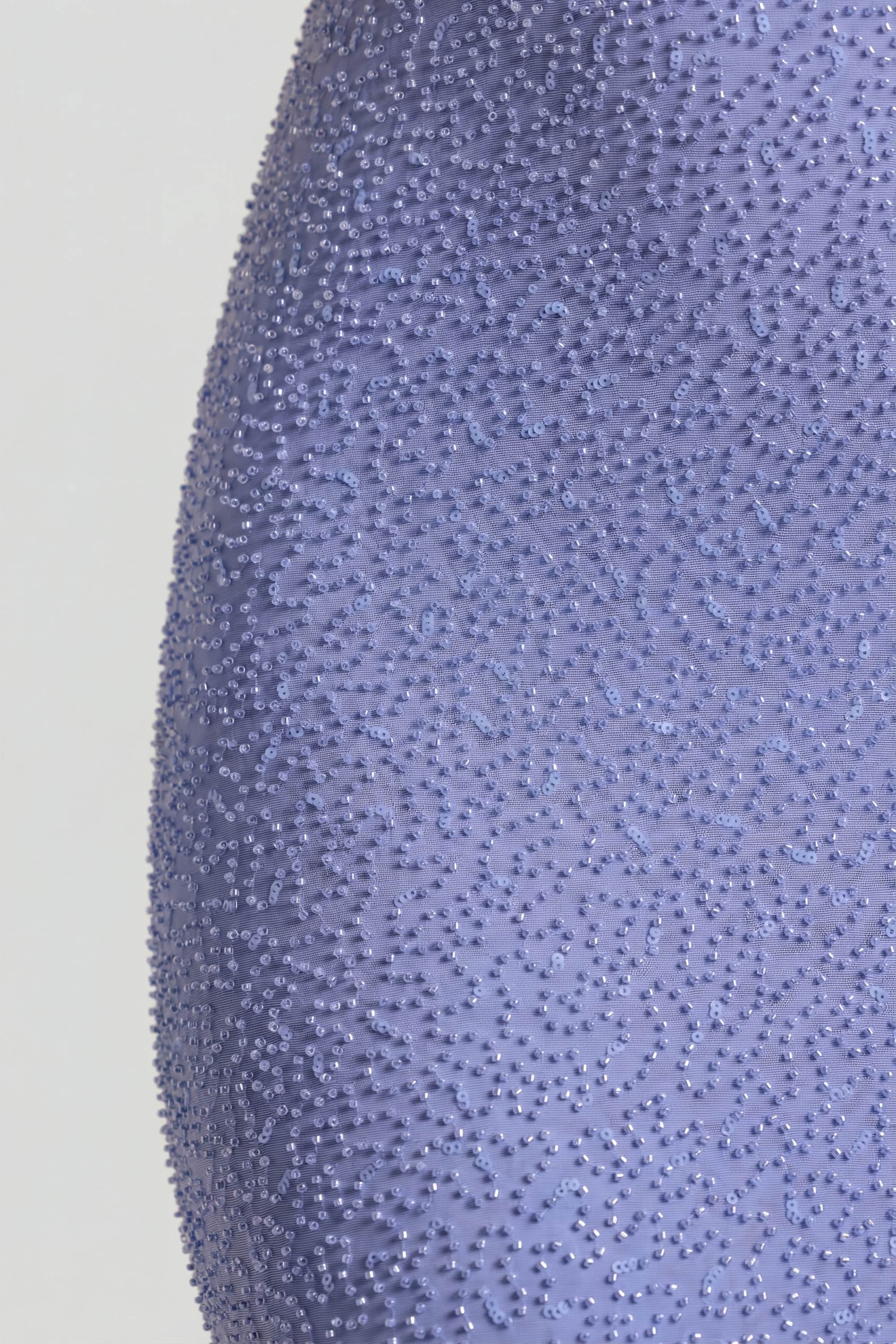 Embellished Cowl Neck Maxi Dress in Lavender Blue - Image 3